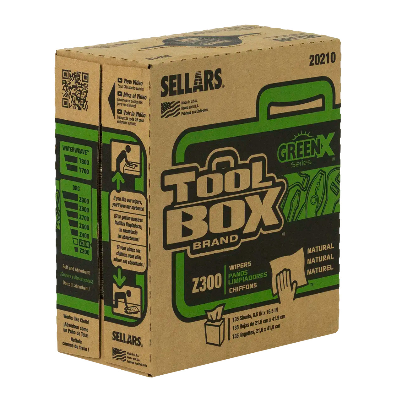 TOOLBOX® GreenX Z300 Wipers - Pop-Up Box Natural (135 Sheets