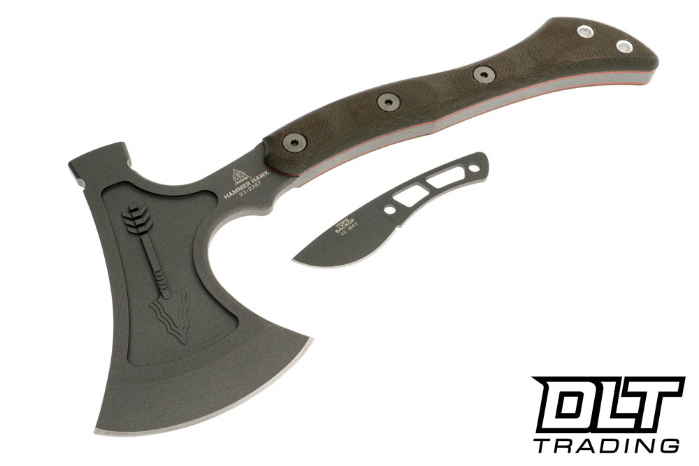 TOPS Hammer Hawk Ax - Green Canvas Micarta - Tungsten with TOPS