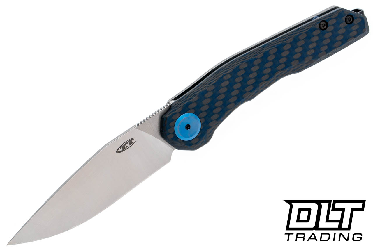 Zero Tolerance 0545 Blue Carbon Fiber - Stonewashed MagnaCut Blade