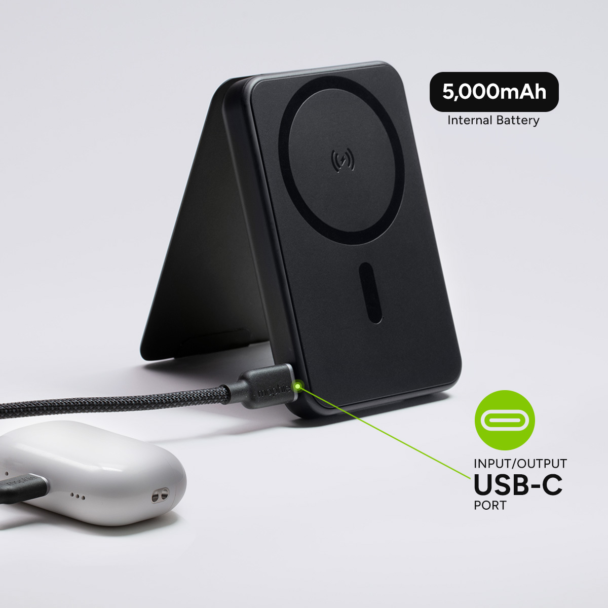 Snap+ 7.5W Wireless 5K Power Bank with Stand - Travel friendly