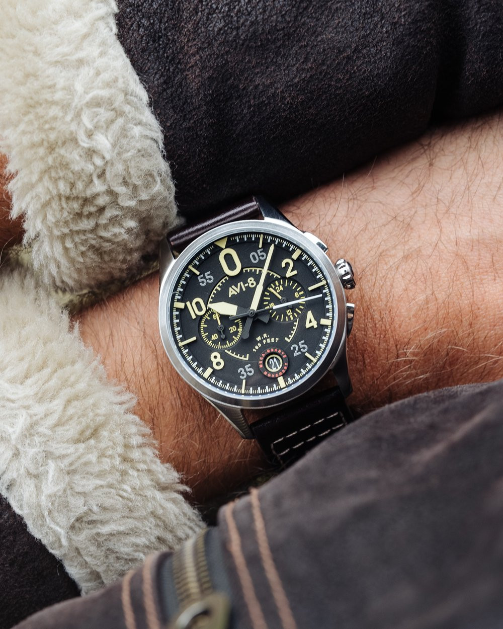 AVI-8 Spitfire Lock Chronograph, Slate Black, Japanese Meca-Quartz