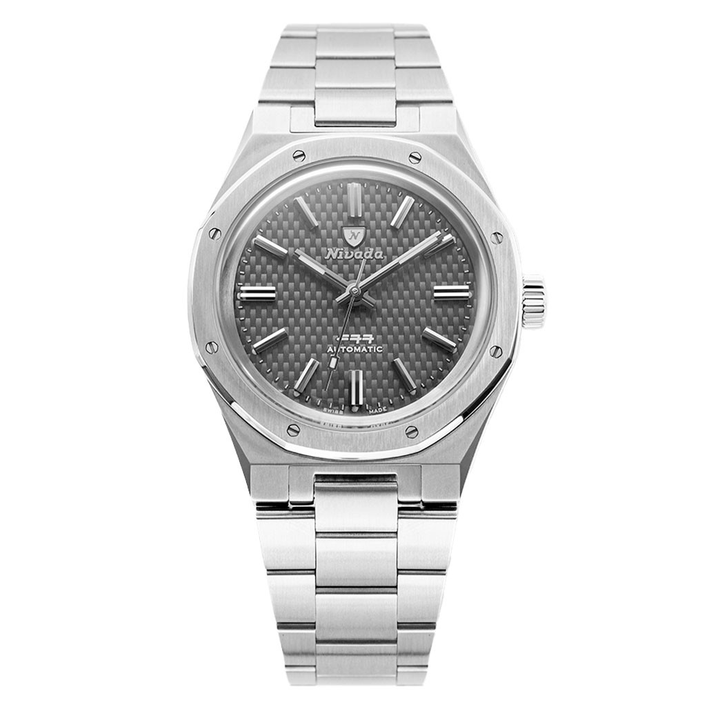 Nivada Grenchen 37mm F77 Titanium Watch with Anthracite Dial #68006A77