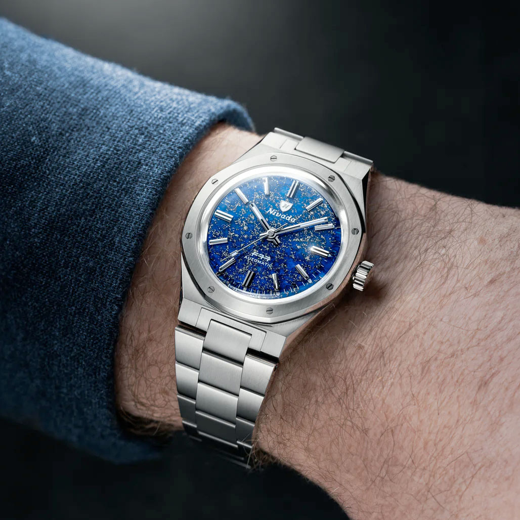 Nivada Grenchen 37mm F77 Watch with Lapis Lazuli Dial #68009A77