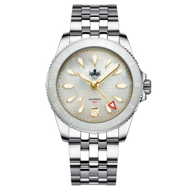 Phoibos Voyager GMT Automatic Watch with White MOP Dial #PY058E