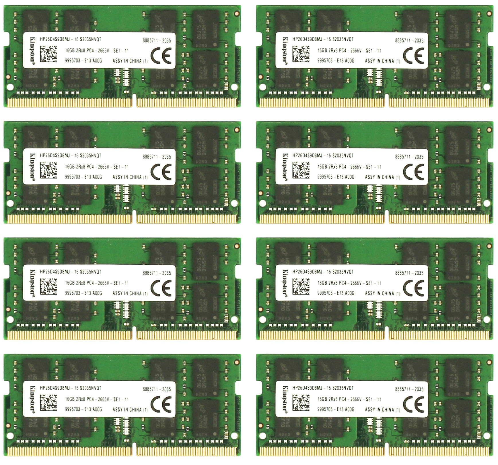 Kingston HP26D4S9D8MJ-16 16GB DDR4 2666 RAM Memory Module - Set of 8