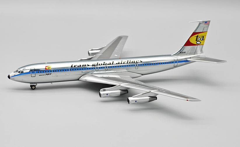 B-Models TRANS GLOBAL AIRLINES Boeing 707-300 N324F with stand B