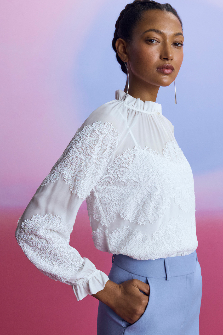 Maia Silk Lace Blouse Ivory - Welcome to the Fold LTD