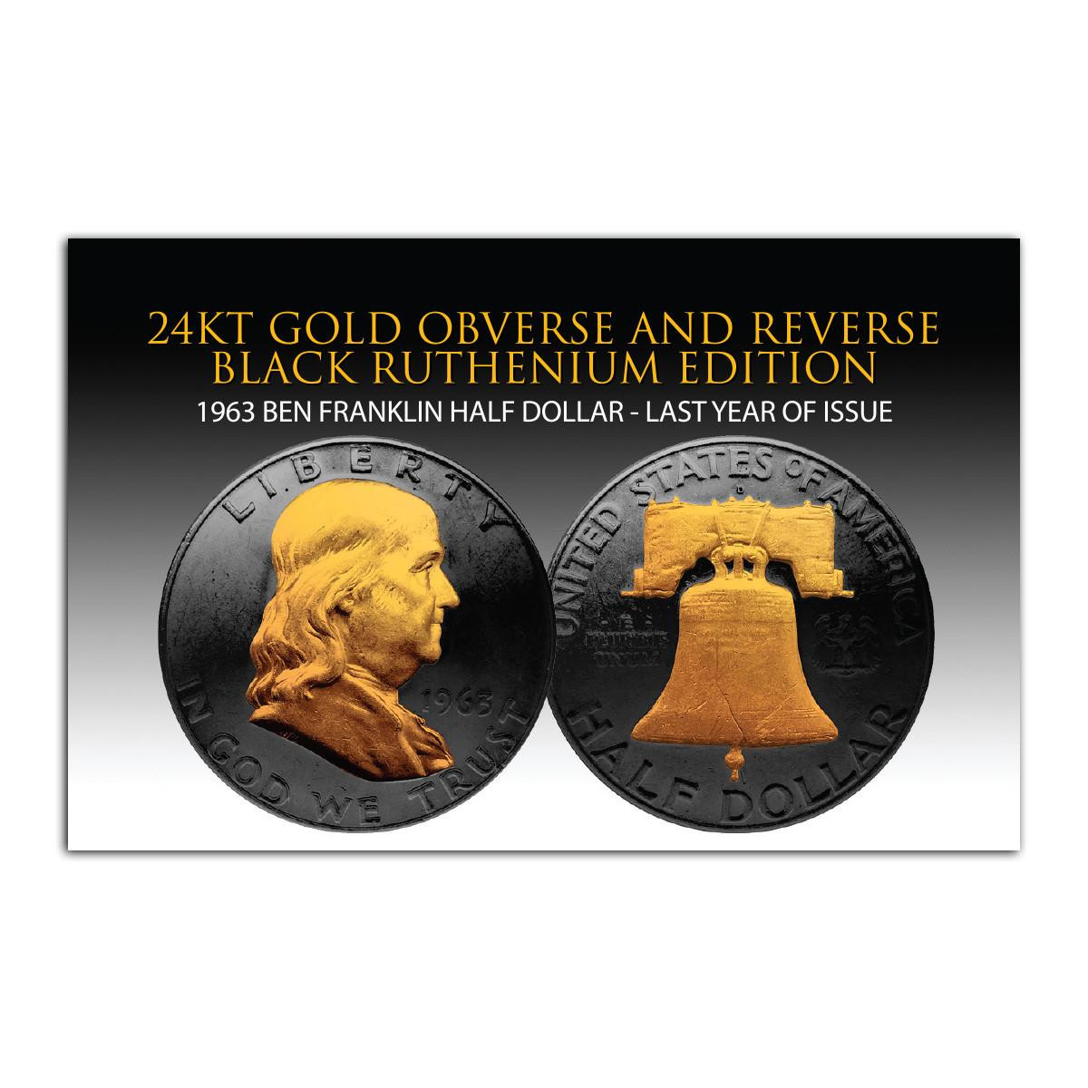 Buy 1963 Franklin Half Dollar Black Ruthenium w/ 24KT Gold Clad