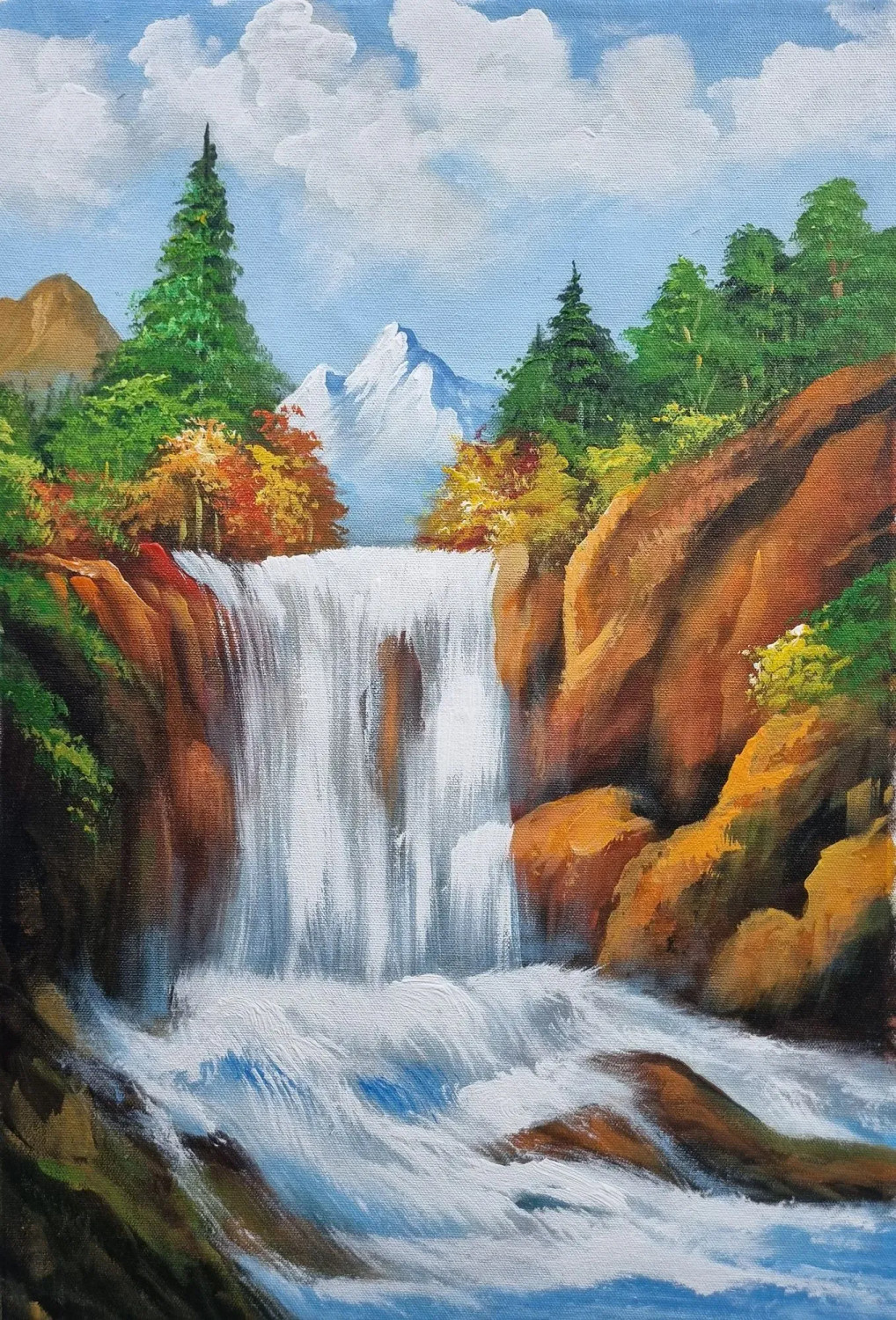 Buy Landscape Painting- Mountains Waterfall Scenery - Realism