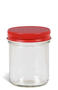 Glass Mason Jar with Red Lid, 8 oz | Specialty Bottle