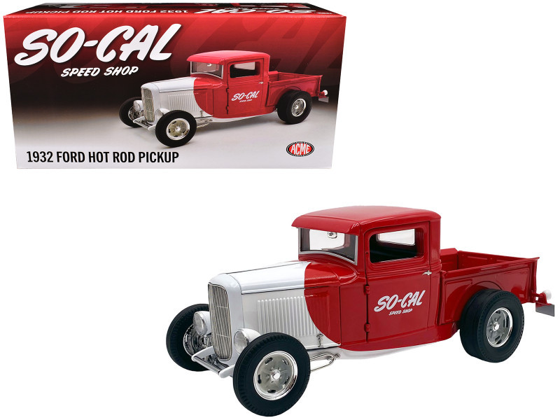 1/18 ACME 1932 Ford Hot Rod Pickup So-Cal Speed Shop (Red & White
