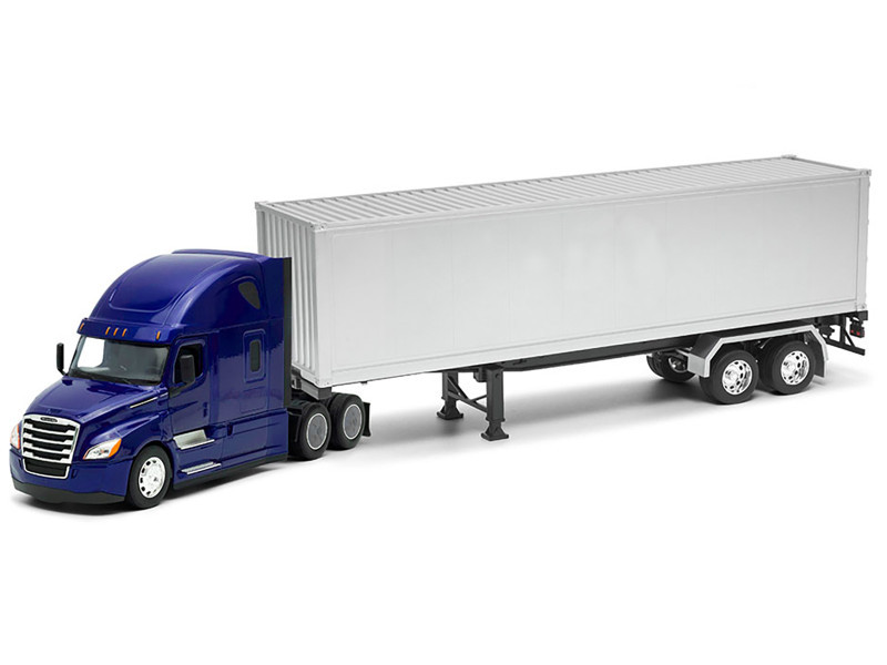 Freightliner Cascadia Truck Blue Metallic with Gray Container