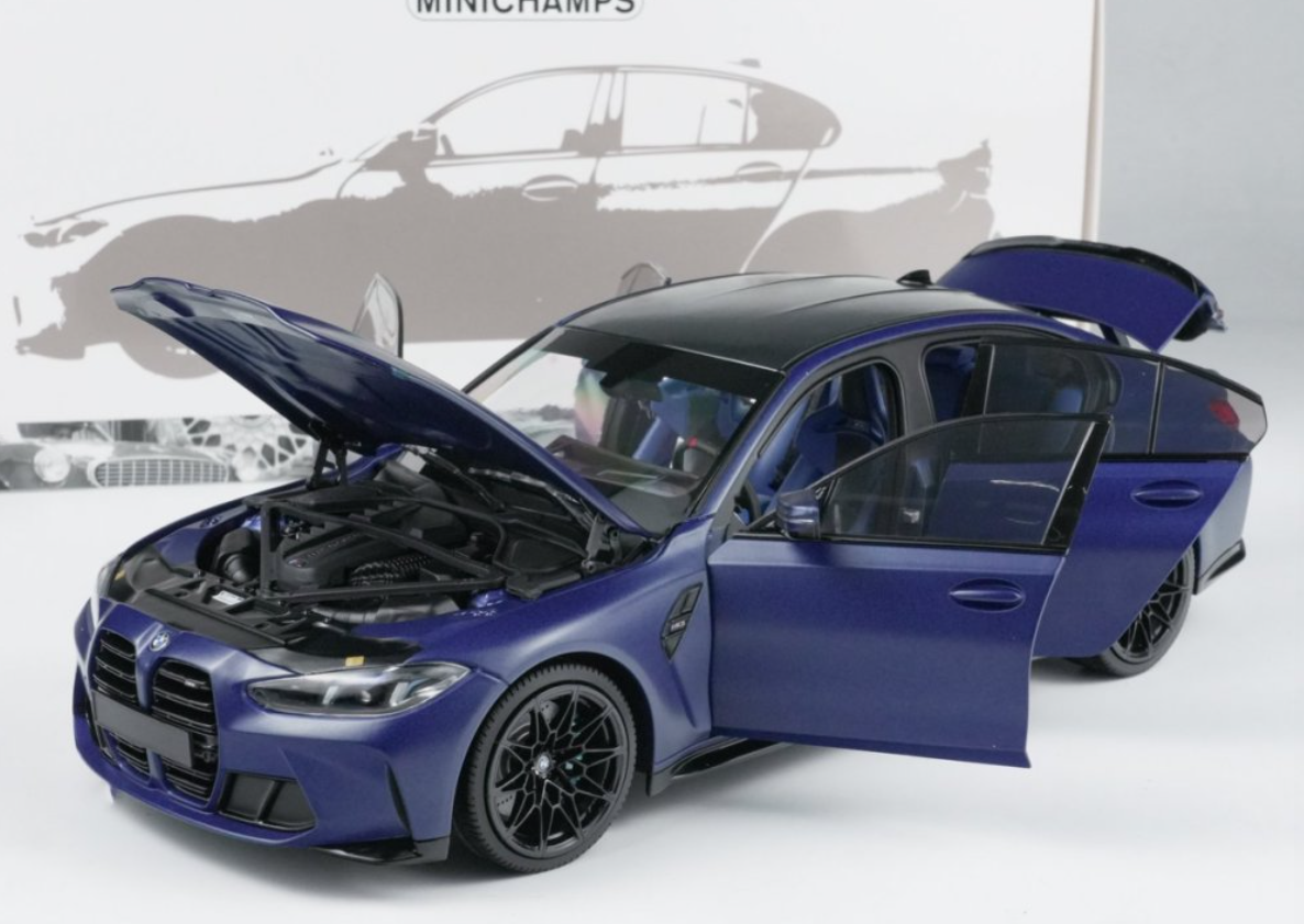 1/18 Minichamps 2024 BMW M3 G80 (Matte Blue Metallic) Diecast Car