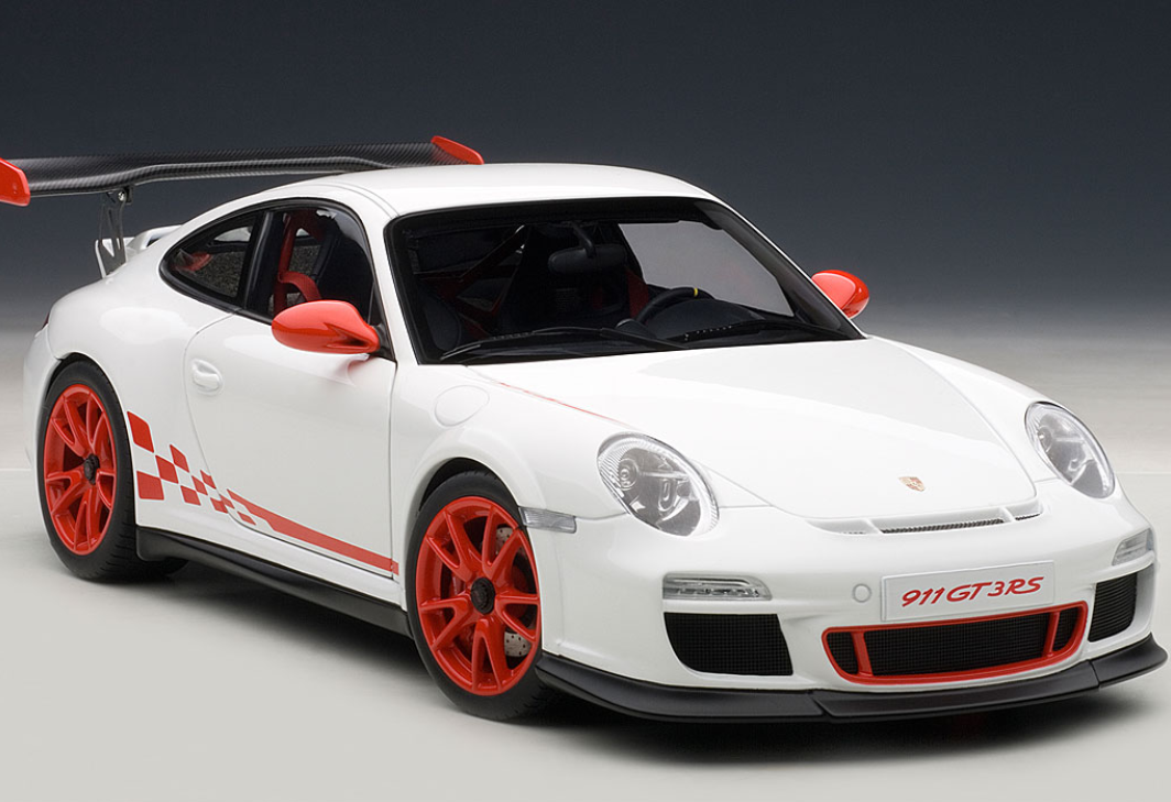 1/18 AUTOART PORSCHE 911 997 GT3 RS 3.8 WHITE W/ ORANGE RIM