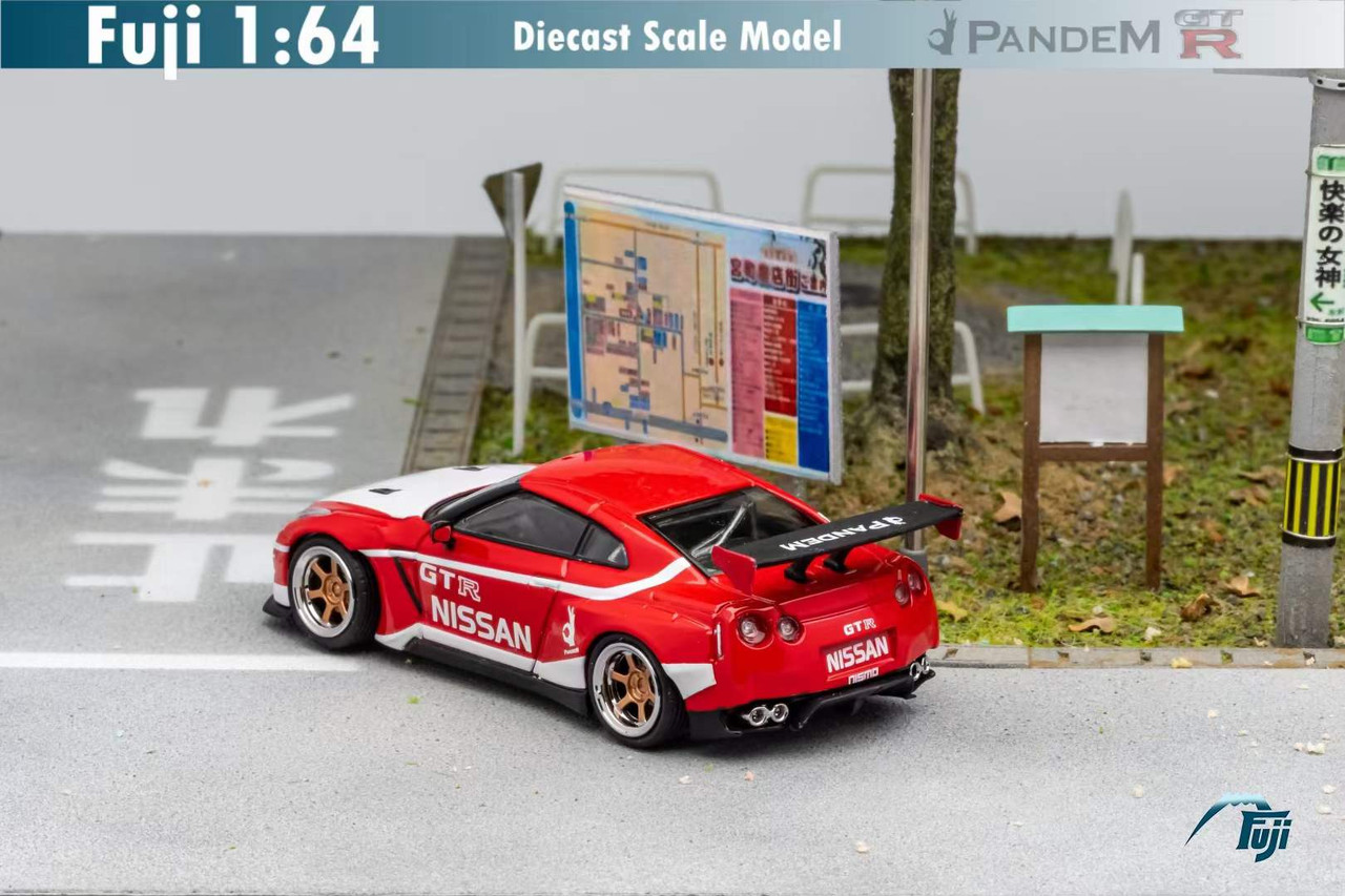 1/64 Fuji Nissan GTR R-35 Pandem Rocket Bunny (Red) Diecast Car