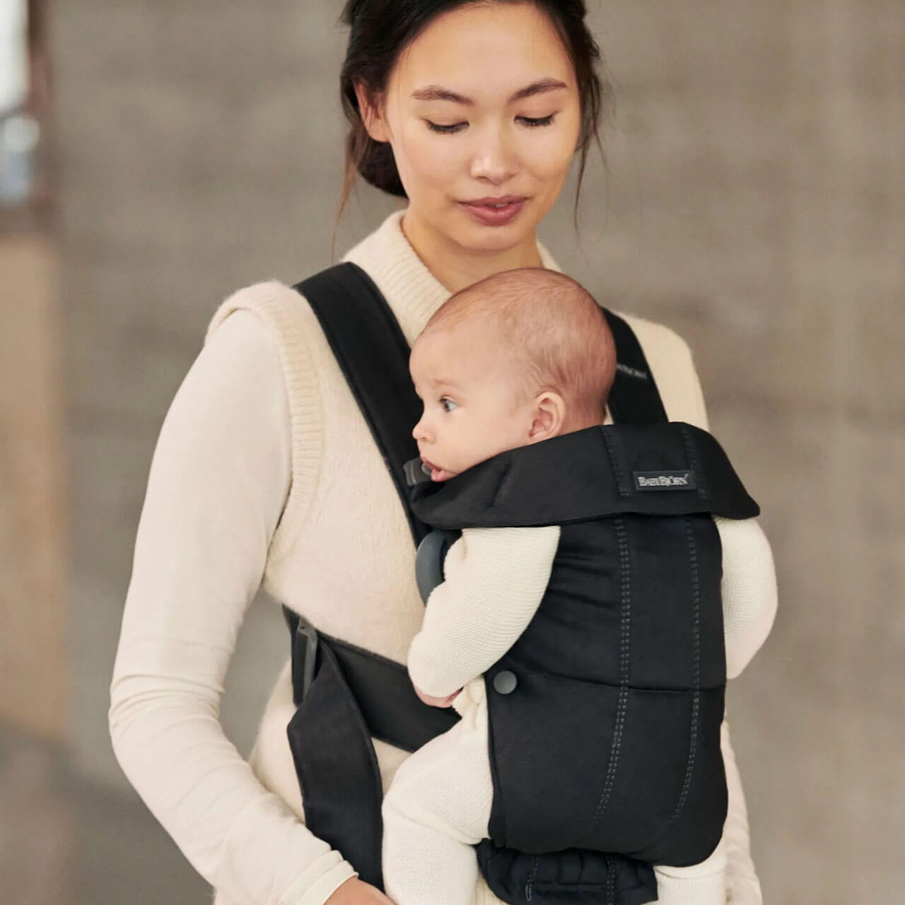 BabyBjorn Baby Carrier Mini Woven - Black | Winstanleys Pramworld
