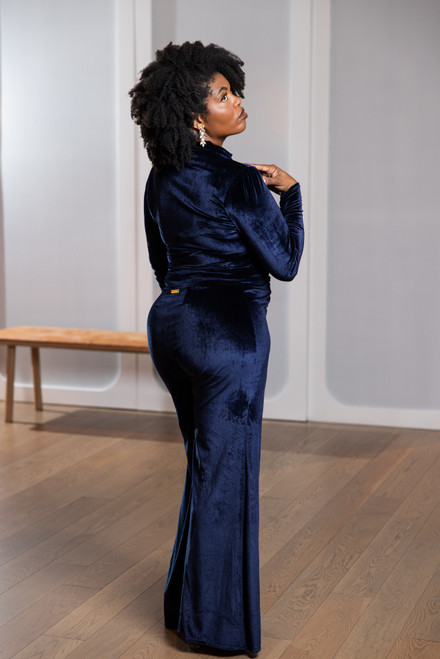 Velvet Cape Dress with Hand Embroidered Fur Flowers