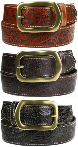 Jefferson Western Floral Engraved Tooled Genuine Full Grain