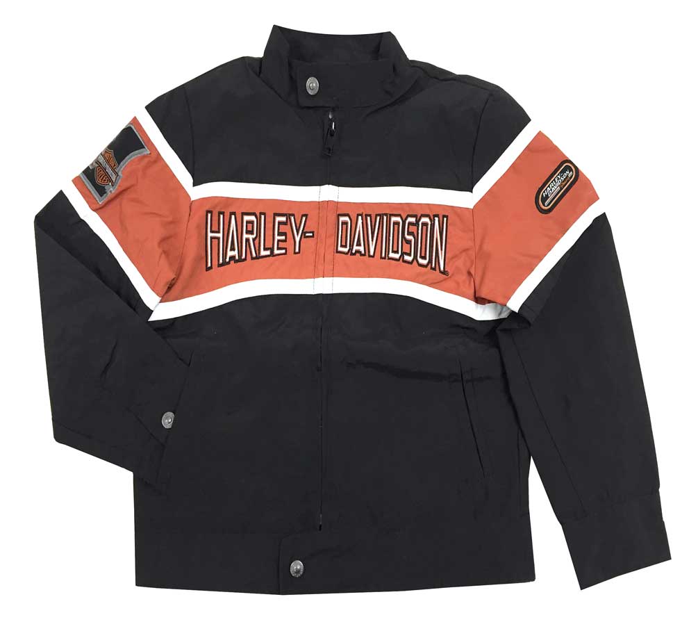 Harley-Davidson® Big Boys' Nylon Wind Breaker Jacket, Black/Orange