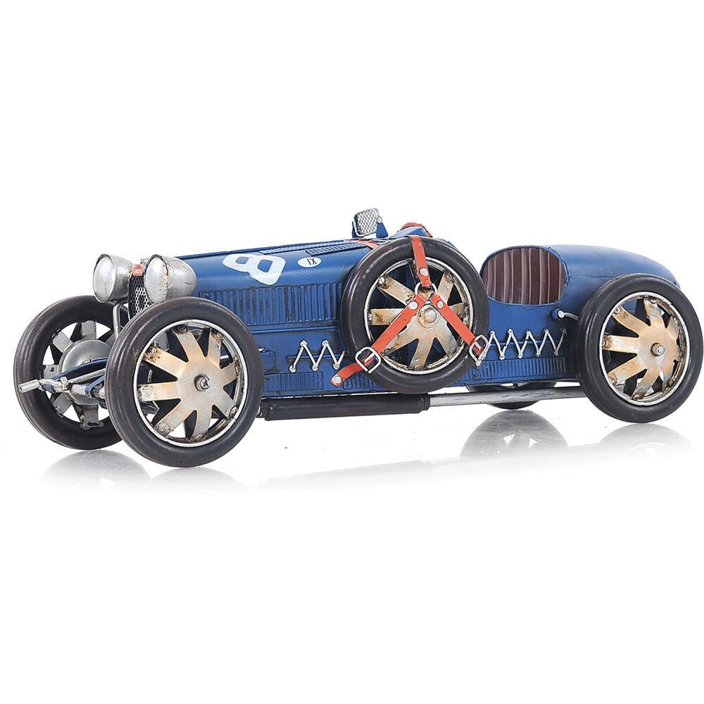 Vintage Type 35 Race Car Metal Sculpture | Old Modern Handicraft