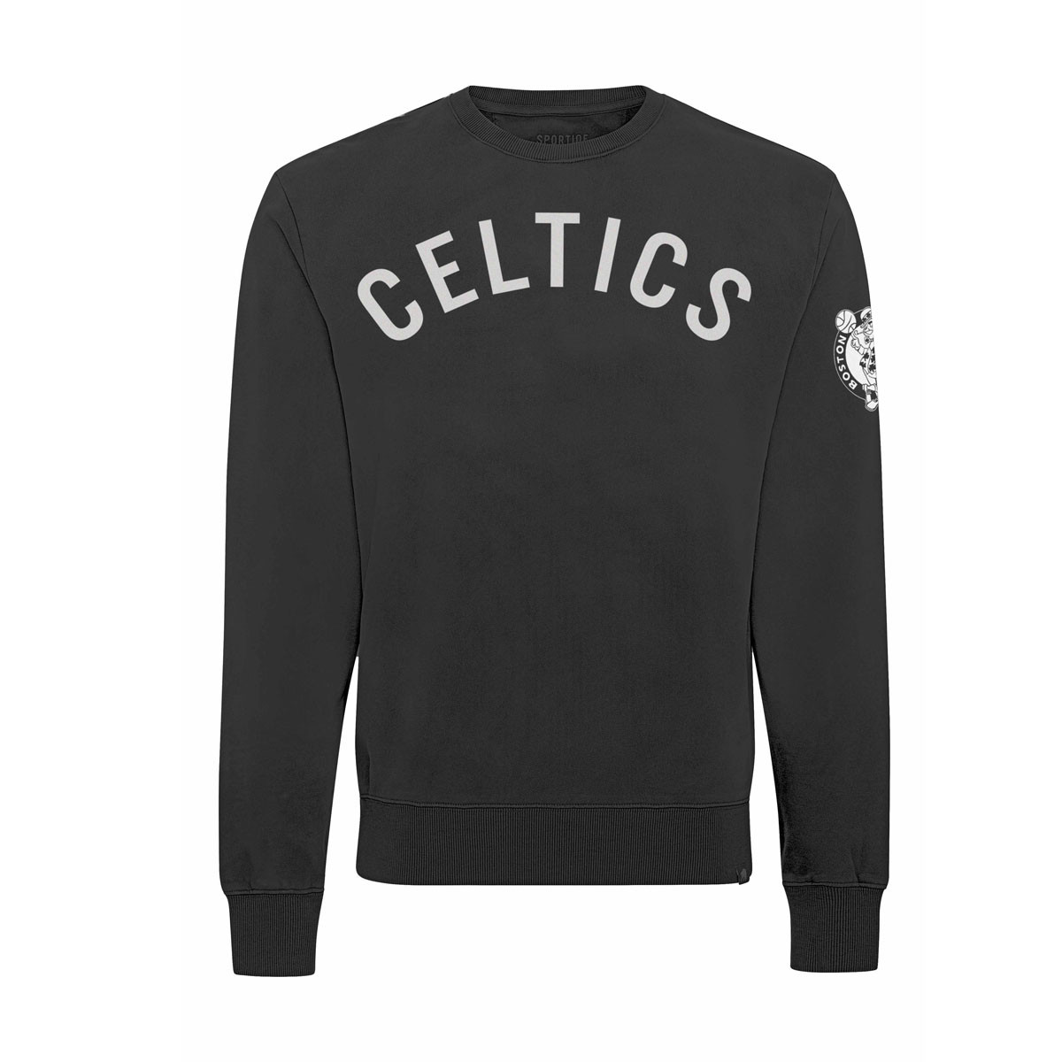 Celtics Sportique Bilt Word Black Crew Sweatshirt