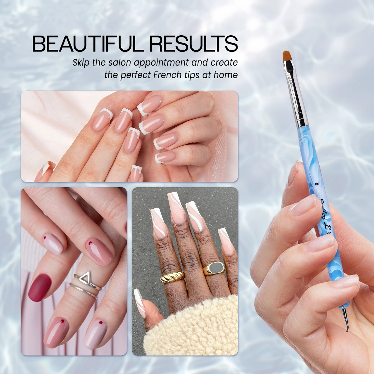 IvyL 2-Way Kolinsky Brush & Angled Dotting Tool with Blue Marble