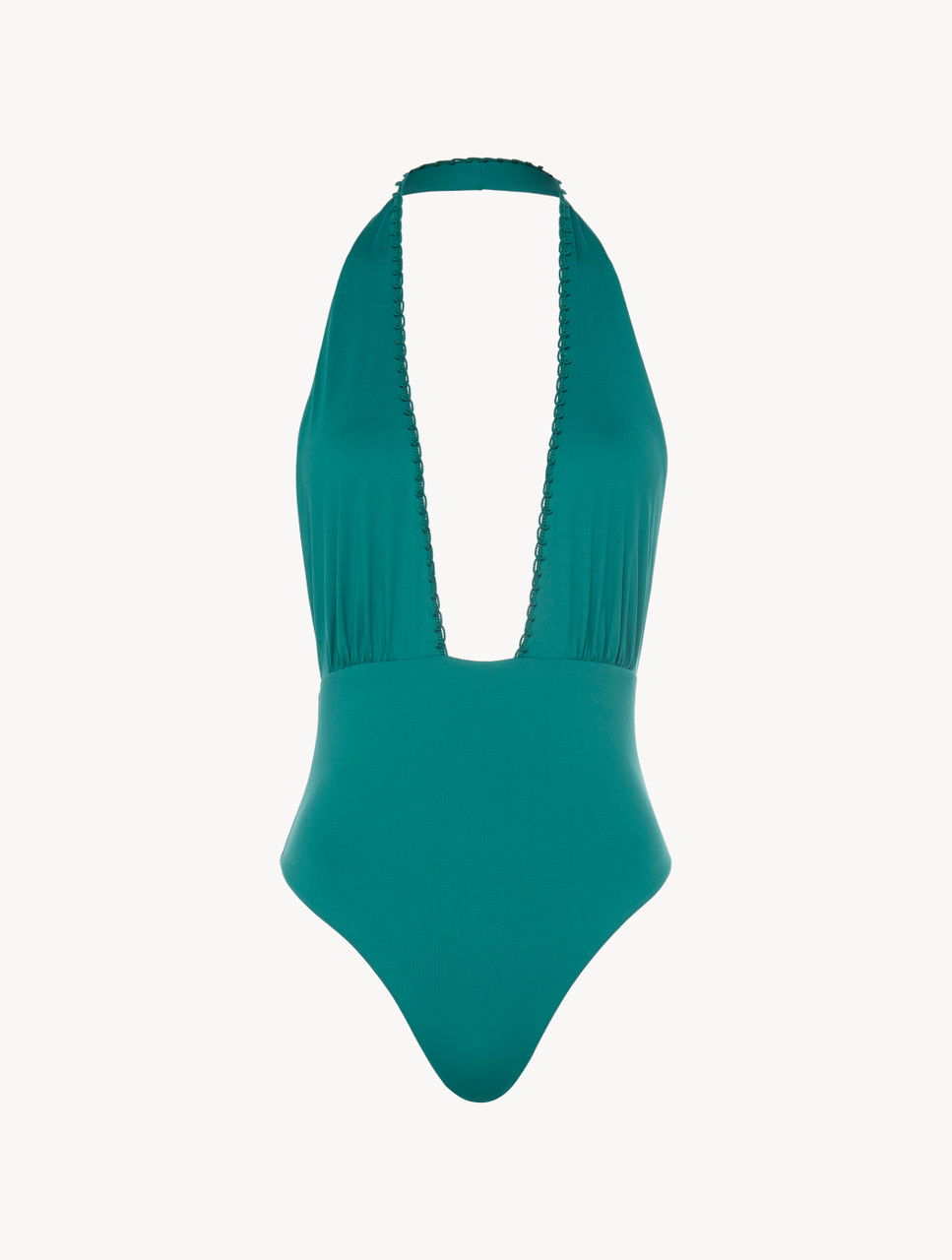 Halter neck swimsuit in Evergreen - La Perla - Russia