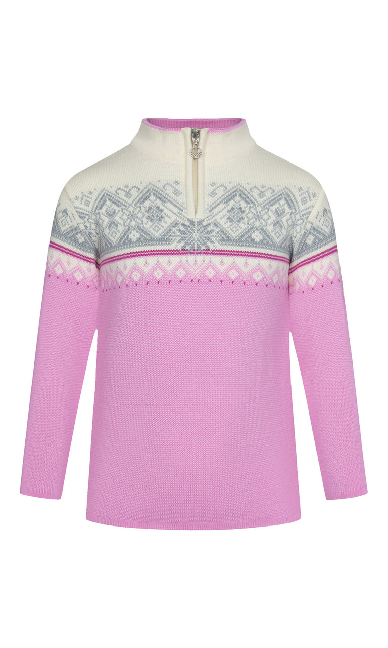 Dale of Norway - Moritz Kid's 1/4 Zip Sweater: Pink Candy/Off
