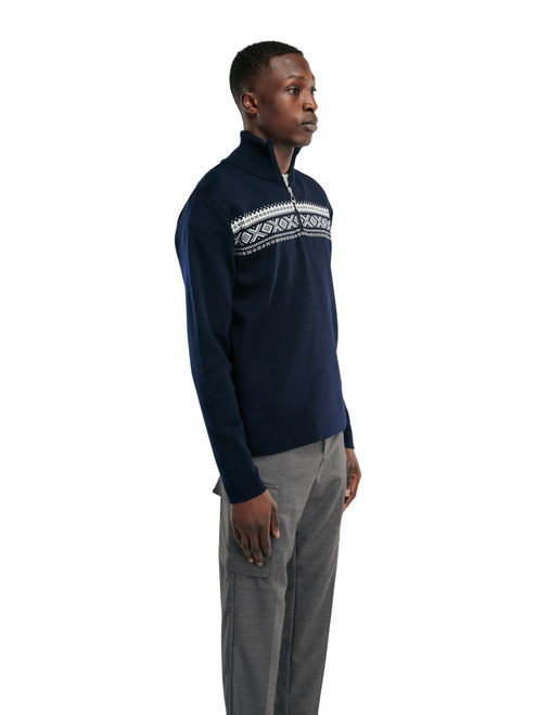 Dale of Norway - Dalestolen Men's 1/4 Zip Sweater: Navy/Off White
