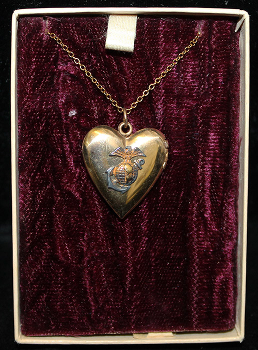 Early WWII USMC Sweetheart Heart-Shaped Locket Necklace (Right