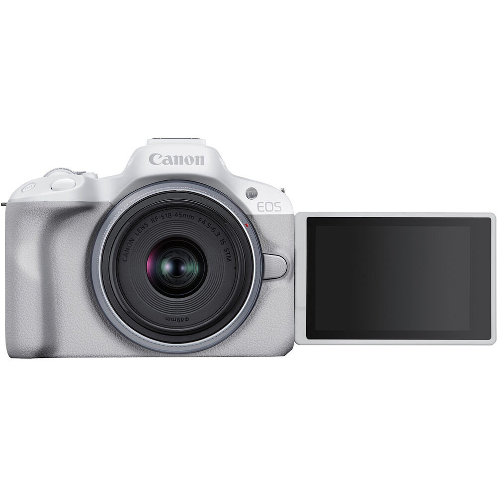 Canon EOS R50 Mirrorless Camera with 18-45mm Lens (White