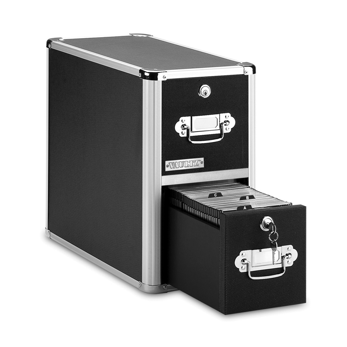 CD File Cabinet - 2 Drawer - Black - Holds 330 CDs - Vaultz - VZ01094