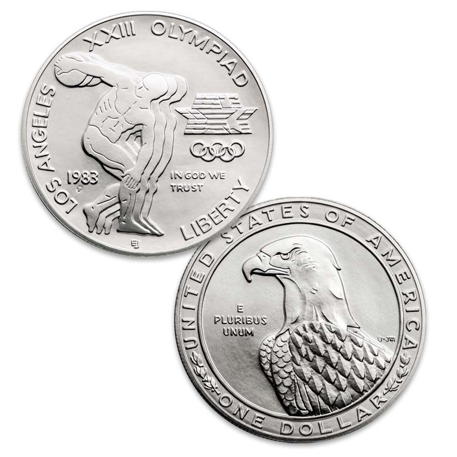 1983 Olympic Discus Thrower Silver Dollar Brilliant Uncirculated