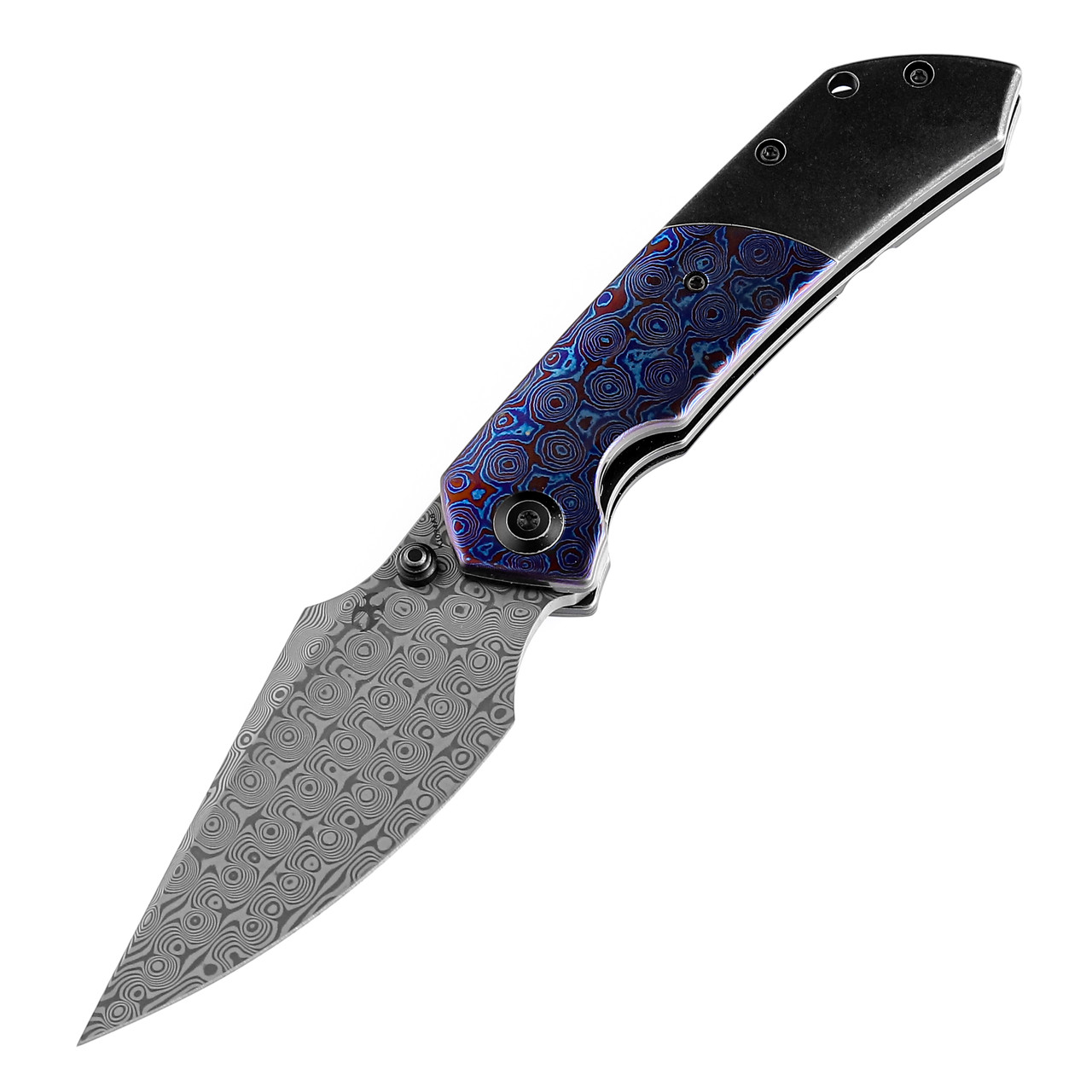Kansept Fenrir Folding Knife Black Titanium/Timascus Handle