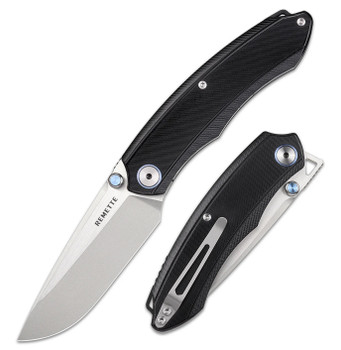 Remette Folding Knife Black G10 Handle 14C28N Drop Point Plain