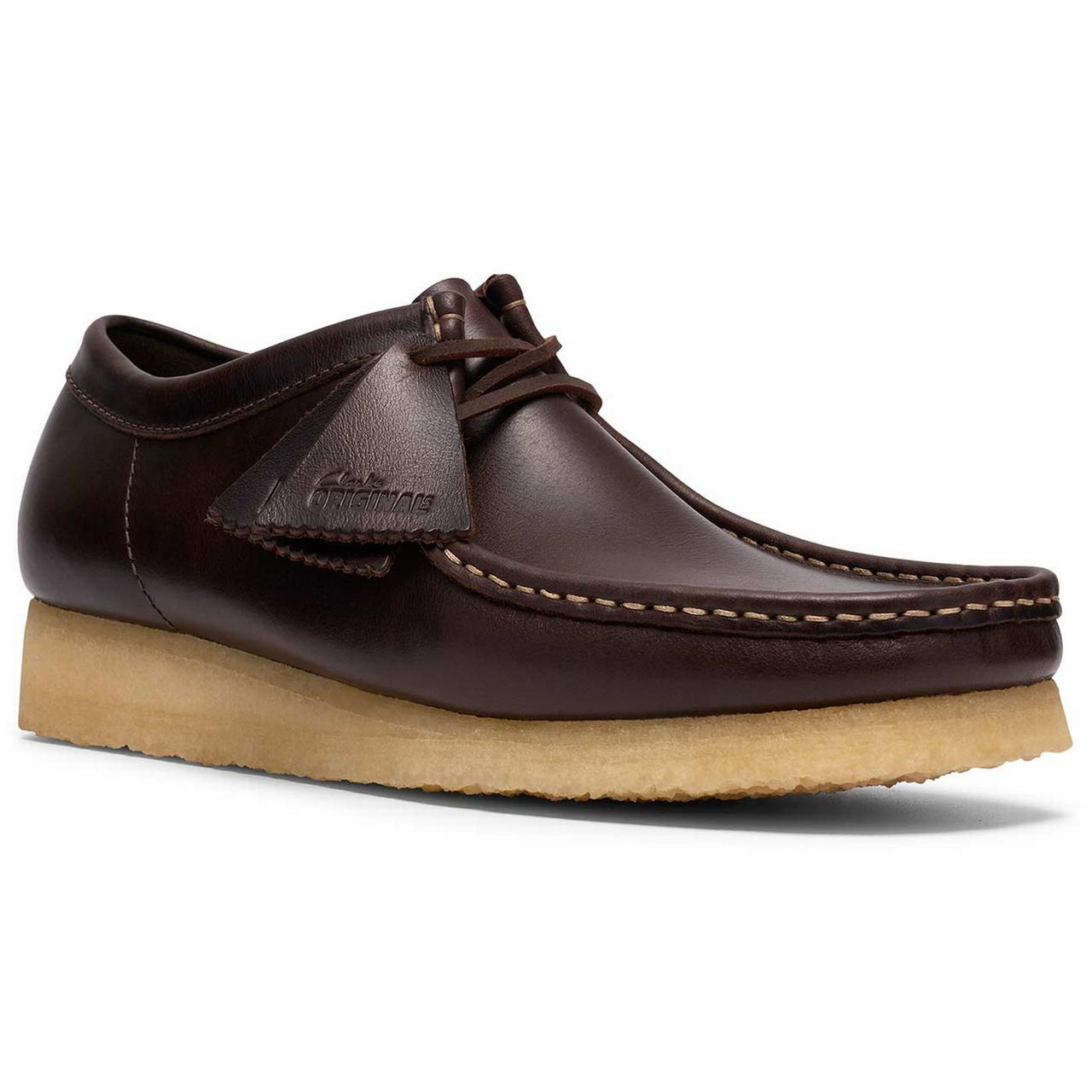 Clarks Originals Wallabee Leather Moccasin Shoes in Dark Brown