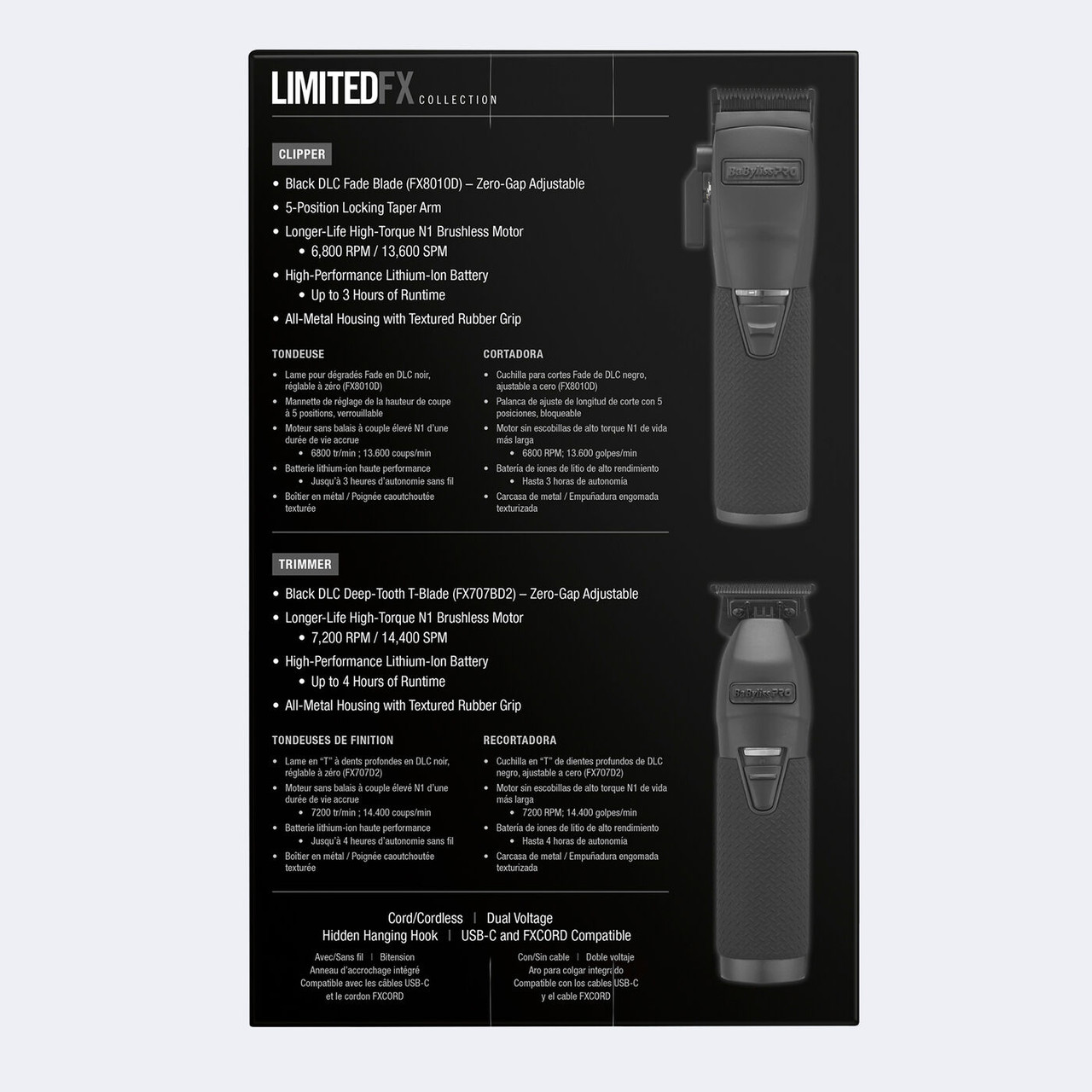 BaBylissPRO LimitedFX Clipper and Trimmer Collection - Matte Black
