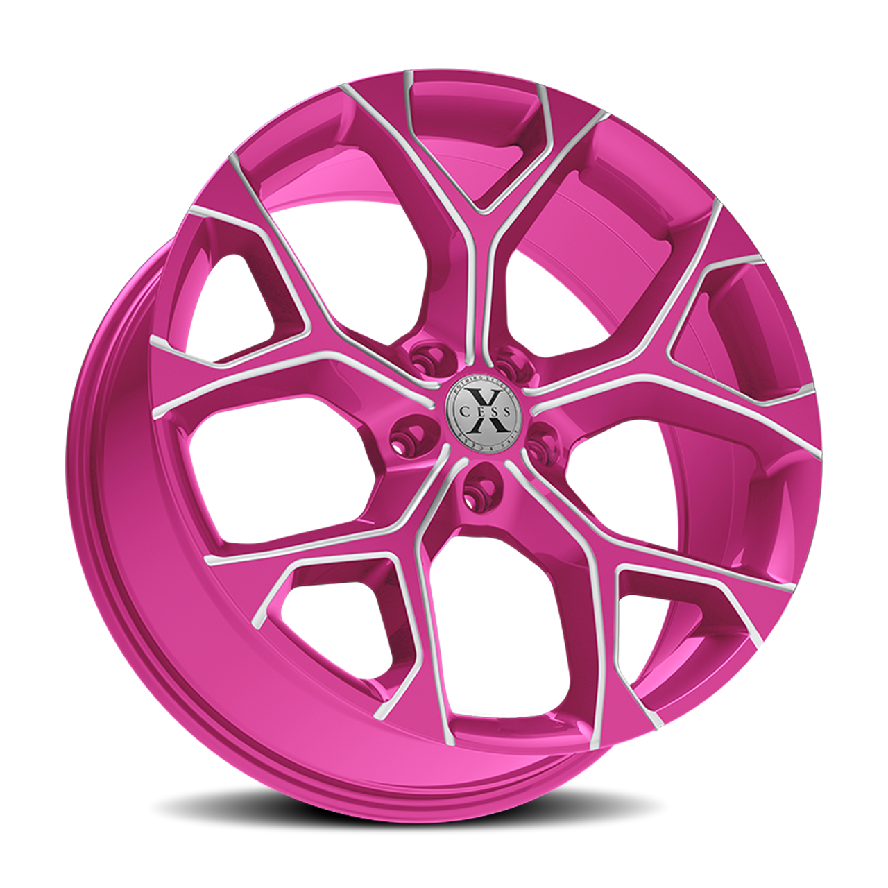 Xcess X05 5 Flake Wheels Rims 20x8.5 5x114.3 Milled Candy Pink