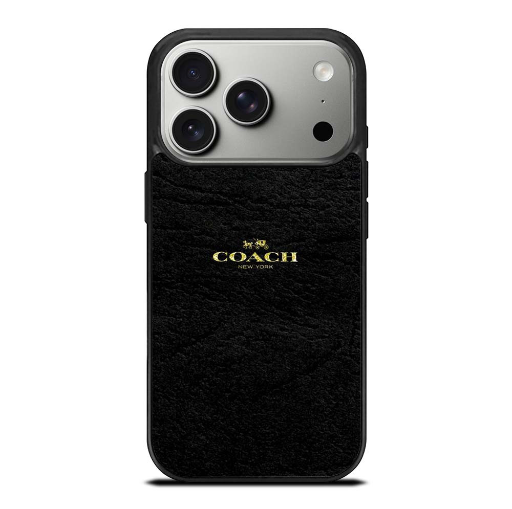 COACH NEW YORK BLACK LEATHER iPhone 17 Pro Case Cover