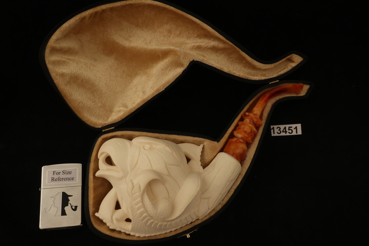 Eagle in Claw Meerschaum Pipe Carved by I. Baglan 13451