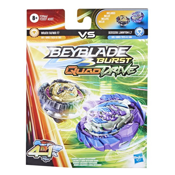 HASBRO Wrath Fafnir F7 & Berserk Linwyrm L7 Beyblade Burst DB