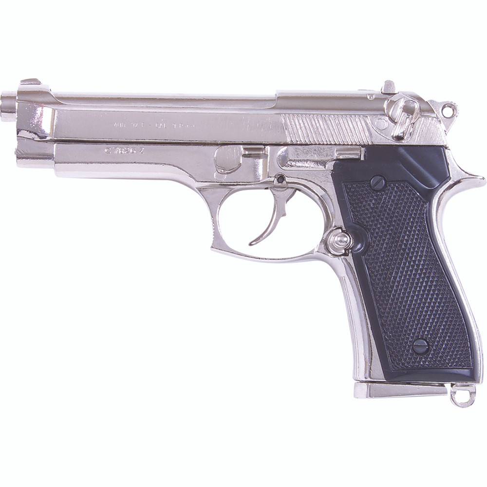 Replica M92 Nickel Finish Automatic Non-Firing Gun - Collector's