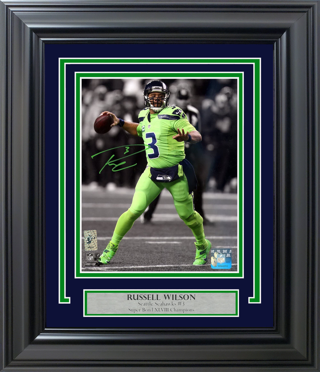 Russell Wilson Autographed Framed 8x10 Photo Seattle Seahawks