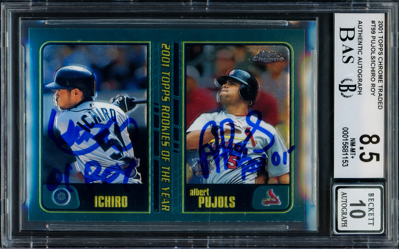 Albert Pujols & Ichiro Suzuki Autographed 2001 Topps Chrome Traded