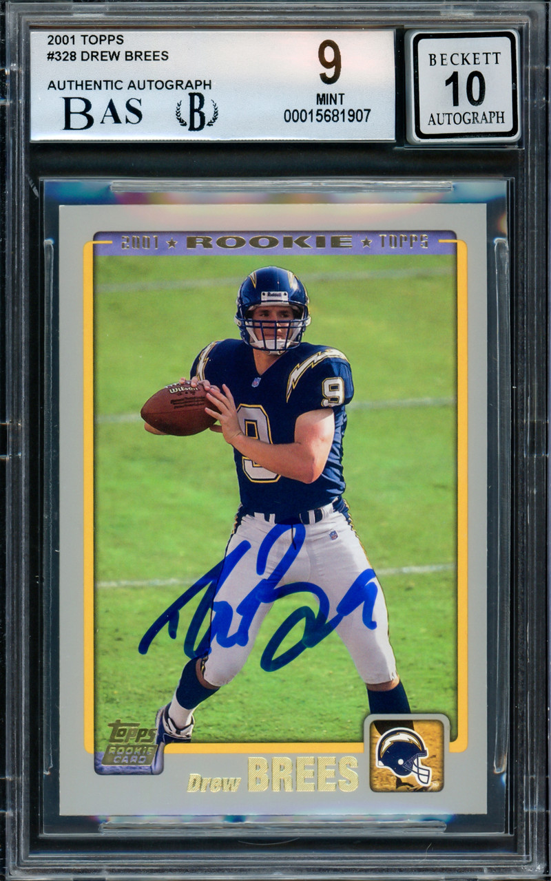 Drew Brees Autographed 2001 Topps Rookie Card #328 San Diego