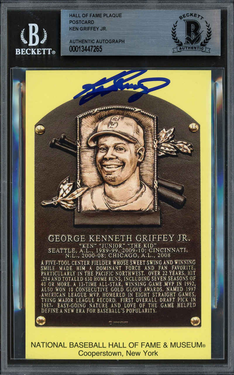 Ken Griffey Jr. Autographed Hall of Fame HOF Plaque Postcard