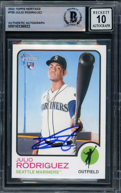 Julio Rodriguez Autographed 2022 Topps Heritage Rookie Card #700