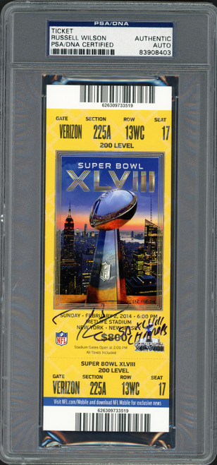 Russell Wilson Autographed Super Bowl XLVIII Full Ticket Seattle
