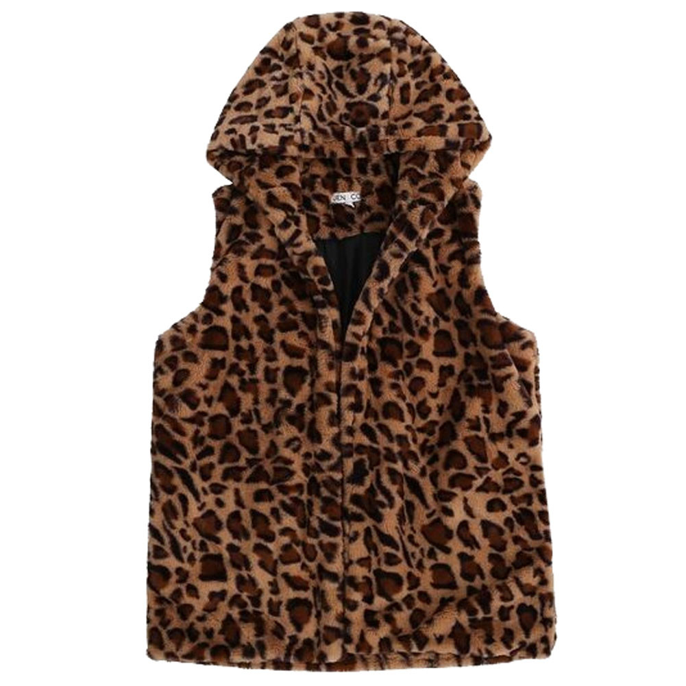 SOFT FAUX FUR HOODED LEOPARD VEST | PURPLE LEOPARD BOUTIQUE