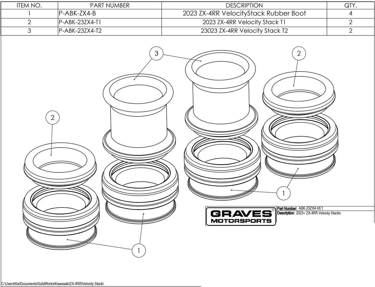 Kawasaki ZX-4RR / ZX-4R Velocity Stacks V1
